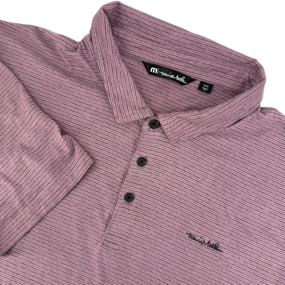 Travis Mathew Mens XXXL Purple‎ Micro Stripe Pima Cotton Blend Polo Shirt Golf